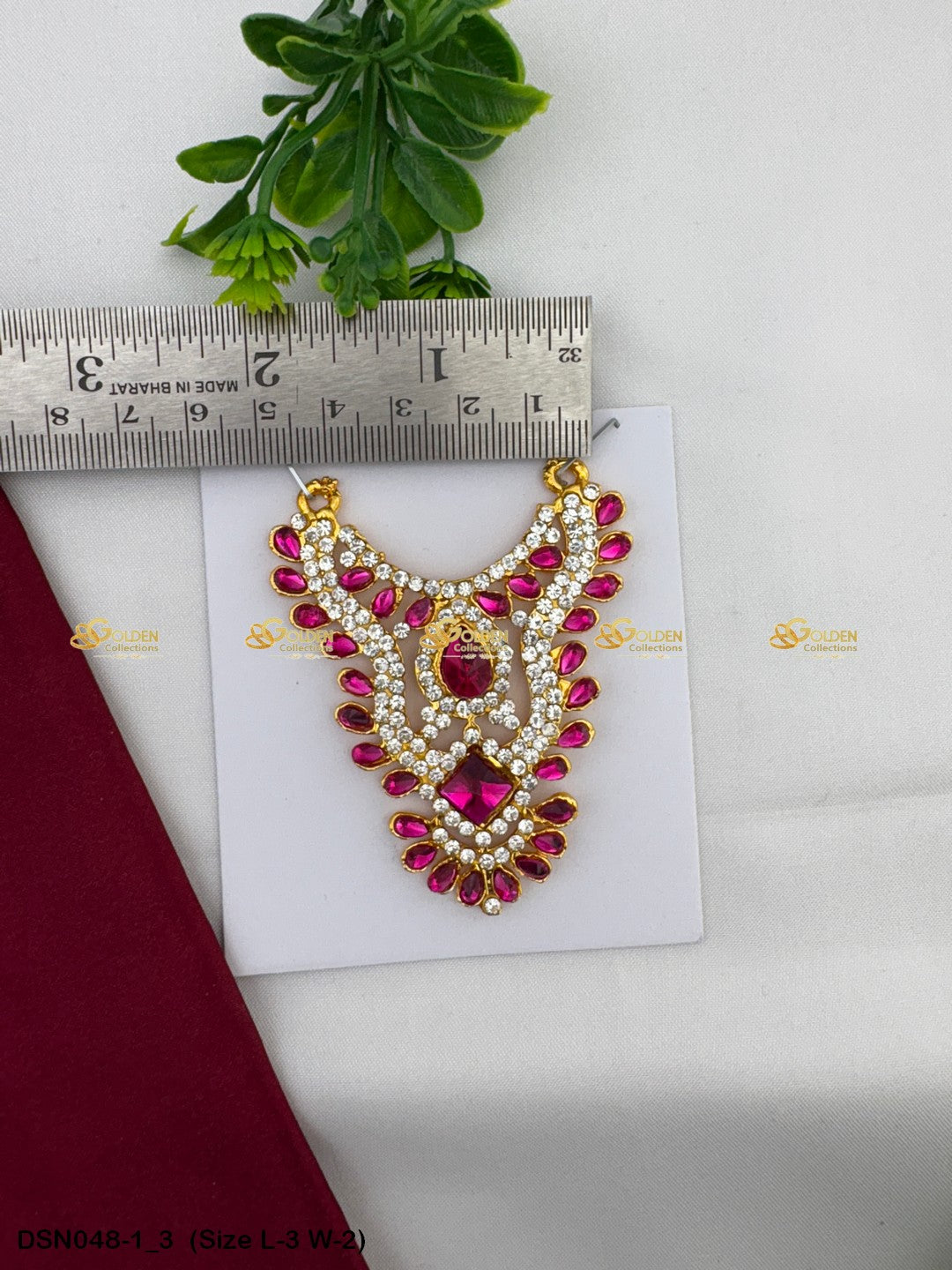 Amman Stone Necklace Goldencollections Size: 3 X 2, Color: Pink, Style: 1 Step Image 3