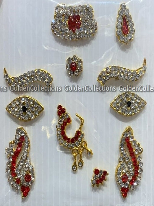 Ammavaru Face Set Jewelry with Eyes Bindi Earrings and Nathu GFA-001 3