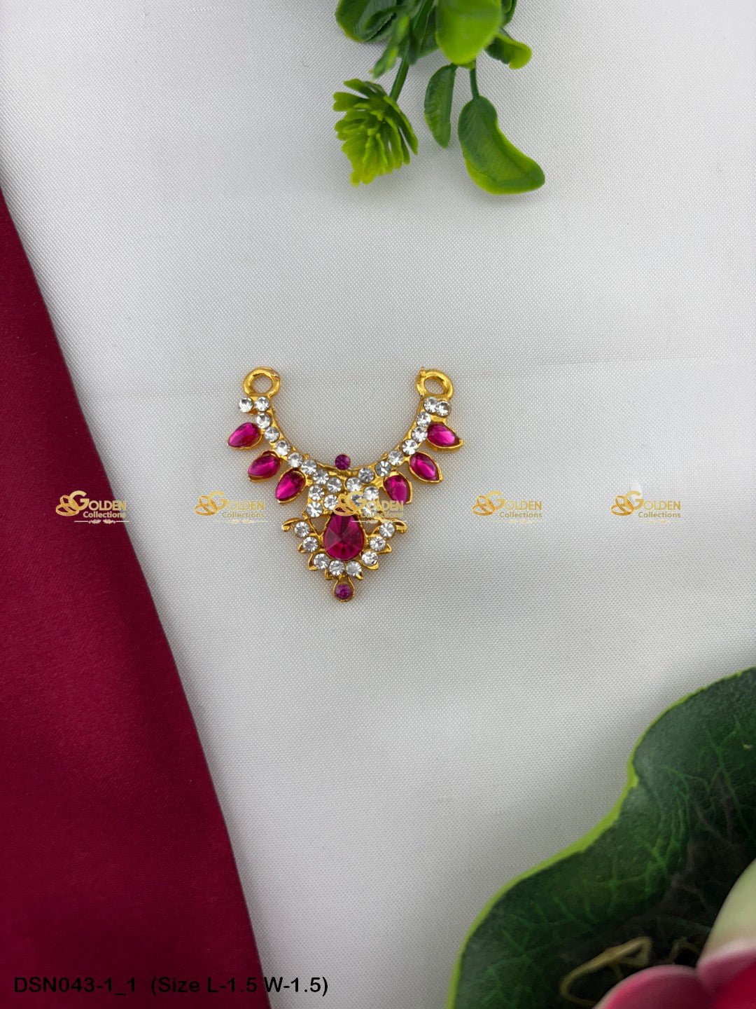 Ammavaru Short Necklace Goldencollections Size: 1.5 X 1.5, Color: Pink, Style: 1 Step Image 1