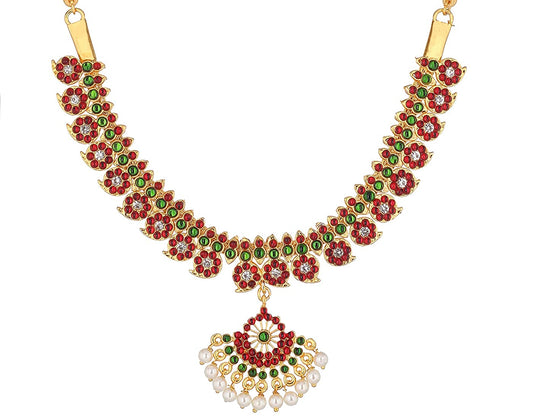 Majestic Temple Haram Necklace for Bharatanatyam Goldencollections