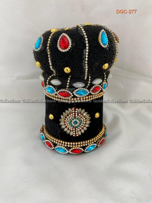 Black Hair Crown with Colored Stones for Varalakshmi Koppu DGC-277