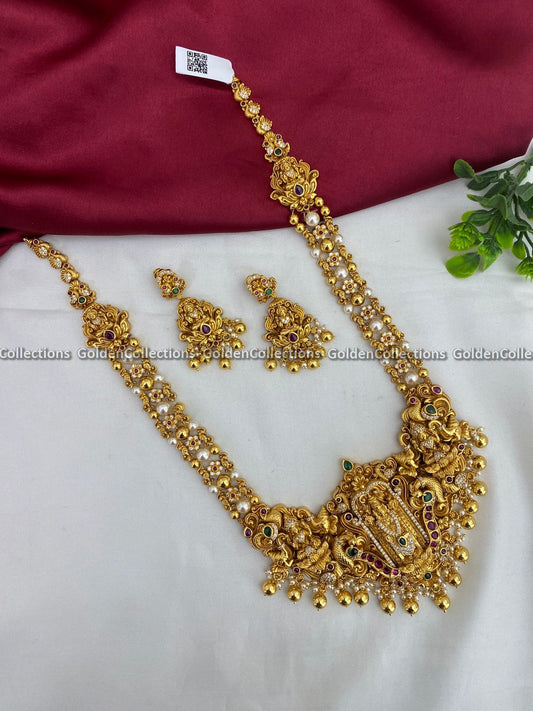 Bridal 925 Silver Nakshi Temple Necklace SJN003 with luxurious temple motifs, perfect for traditional weddings and special occasions.