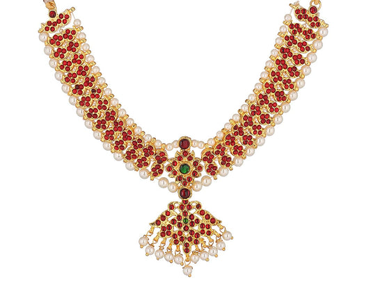 Radiant Temple Haram Necklace for Bharatanatyam Goldencollections