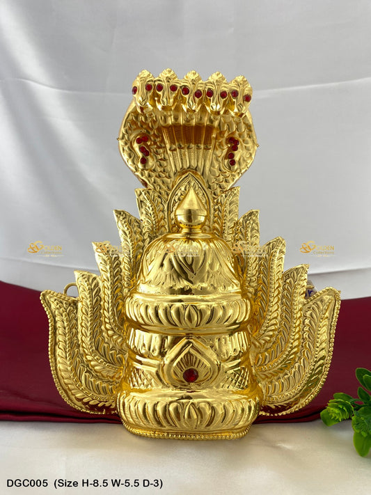 Deity Crown Mukut Sacred Adornments Goldencollections Size: 8.5 X 5.5 X 3, Color: Gold, Style: Jwala & Snake Image 1