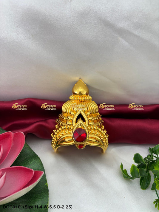 Deity God Goddess Crown Mukut Goldencollections Size: 4 X 5.5 X 2.25, Color: Gold, Style: Half Round Image 1