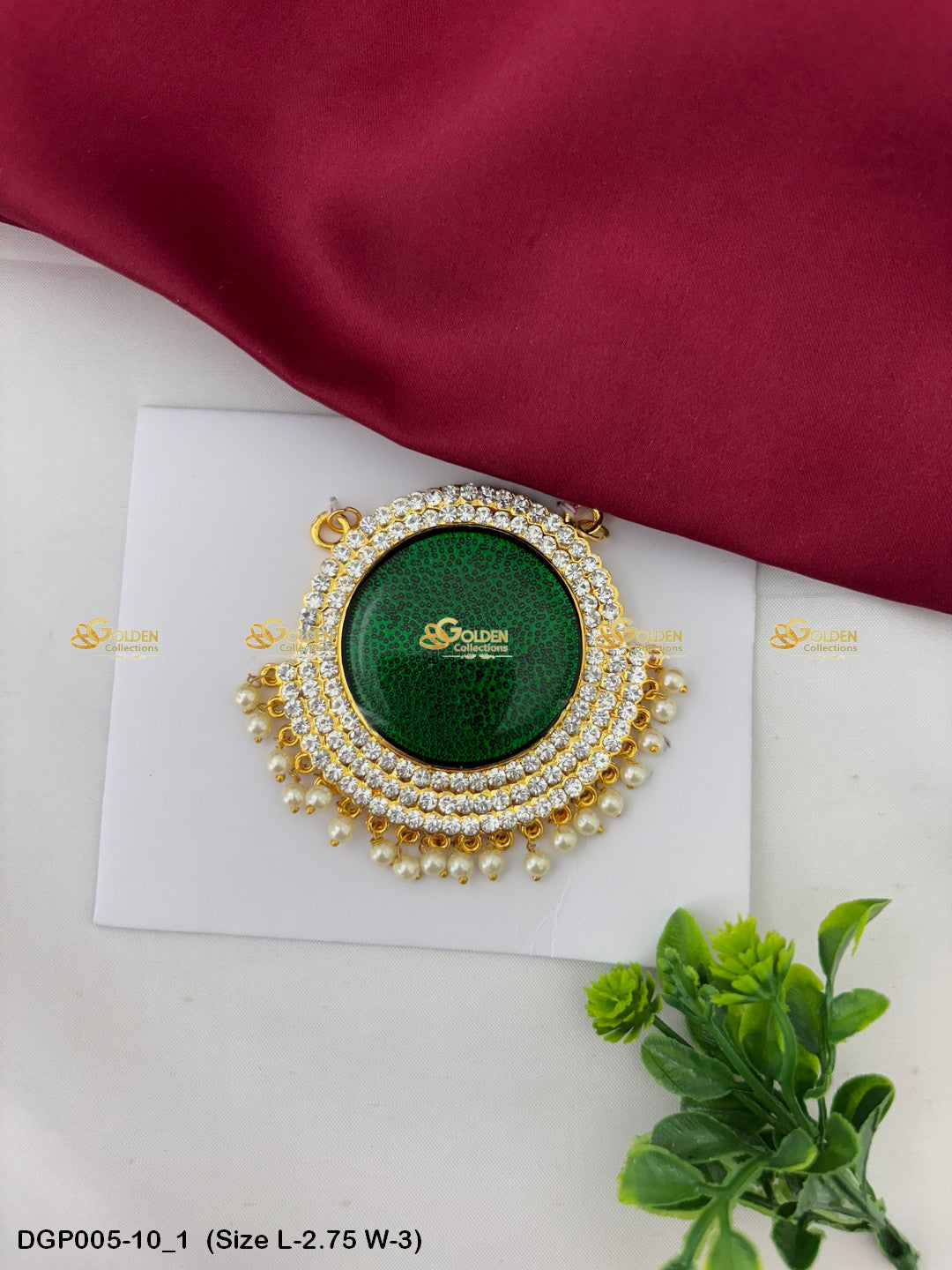 Deity God Jewellery Lockets Goldencollections Size: 2.75 x 3, Color: Green, Style: Pendant Image 1