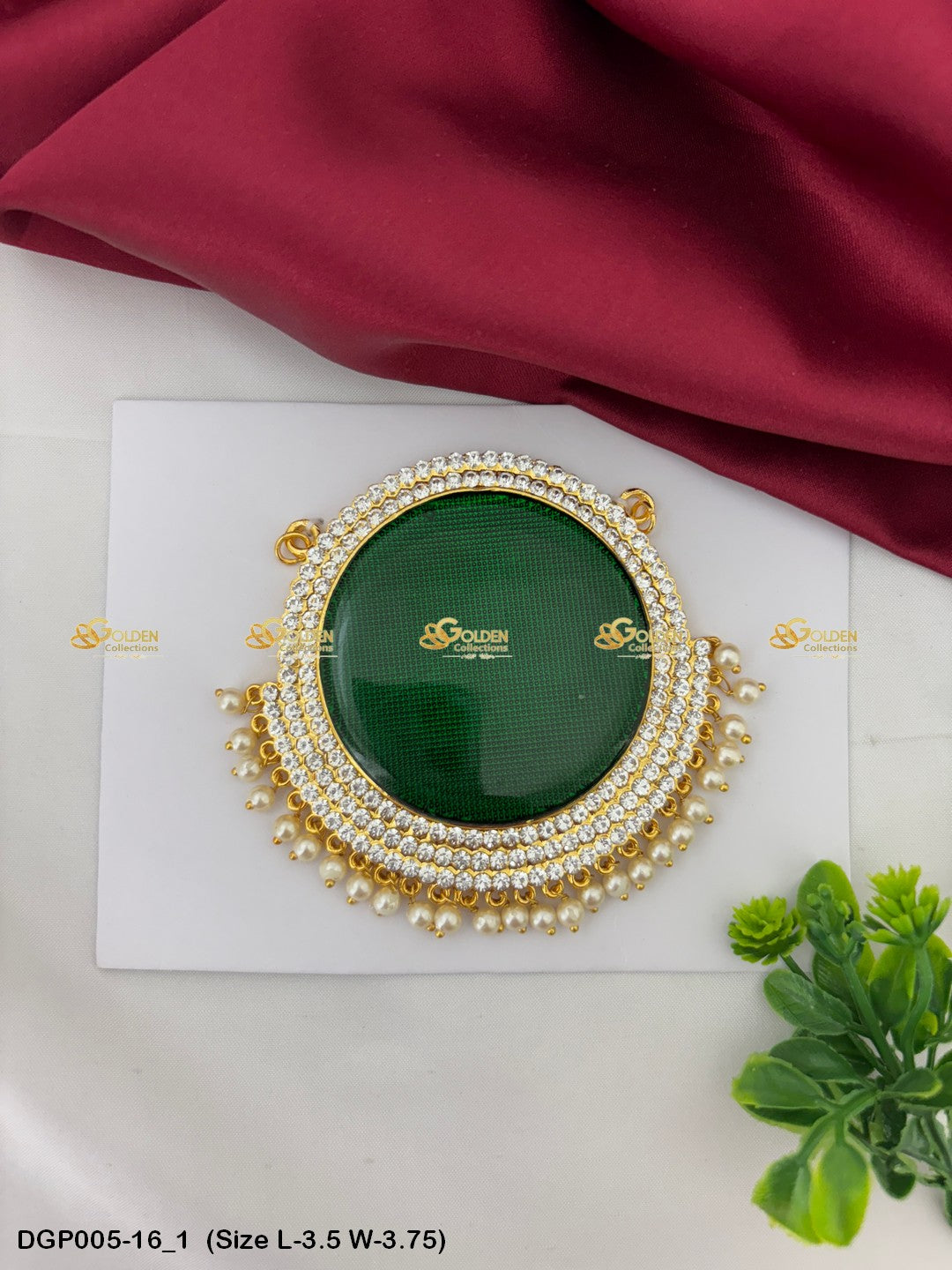 Deity God Jewellery Lockets Goldencollections Size: 3.5 x 3.75, Color: Green, Style: Pendant Image 1