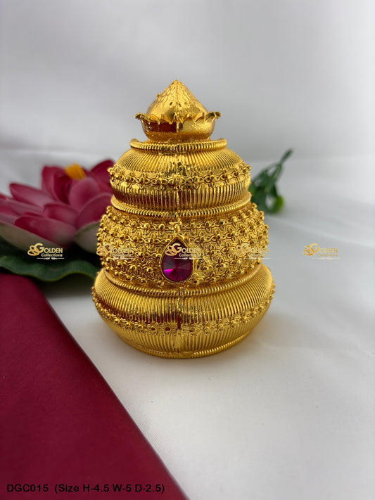 Deity Gold Plated Crown Mukut Goldencollections Size: 4.5 X 5 X 2.5, Color: Gold, Style: Half Round Image 1