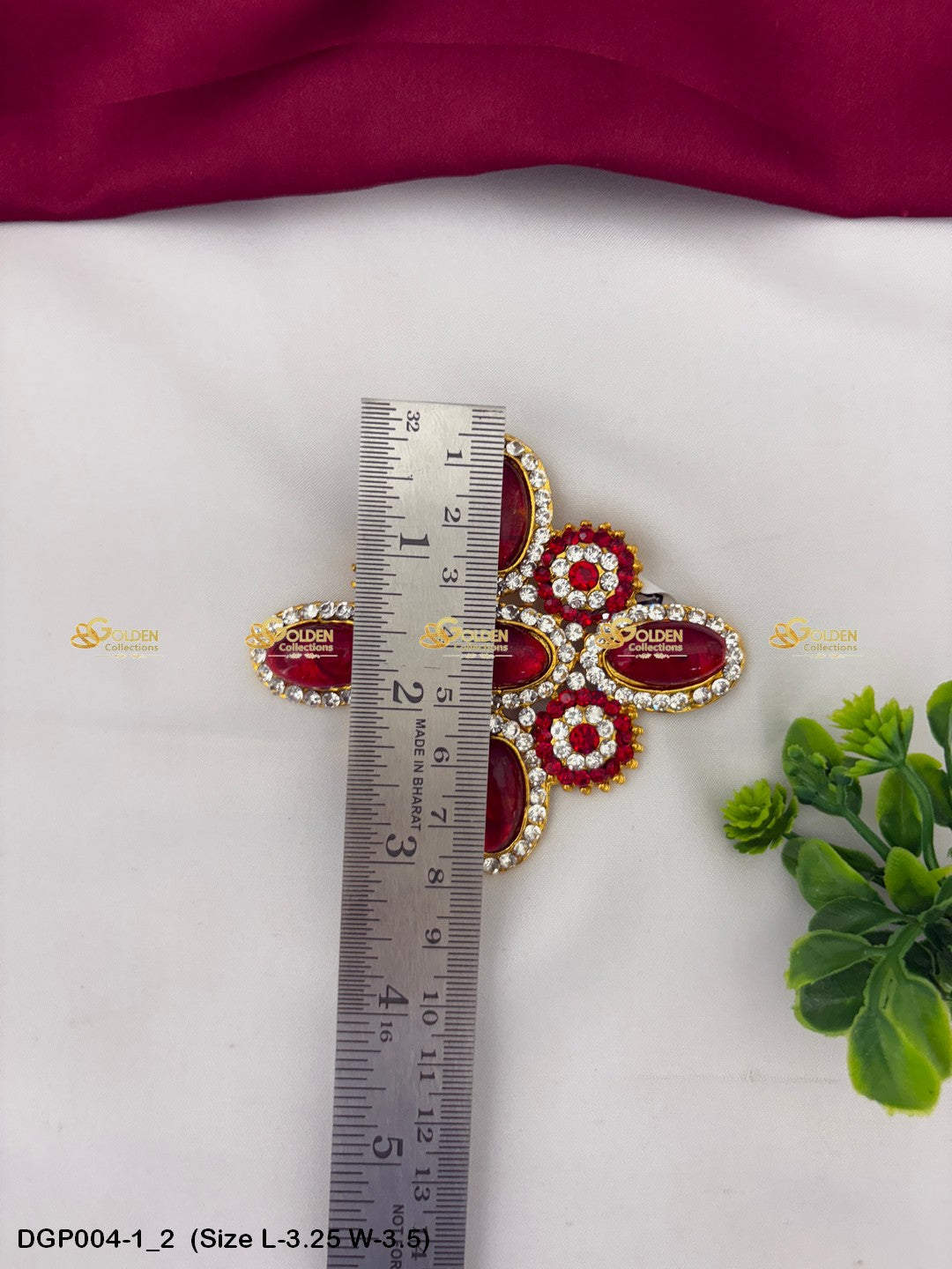 Deity Jewellery Pendant Goldencollections Size: 3.25 x 3.5, Color: Maroon, Style: Pendant Image 2