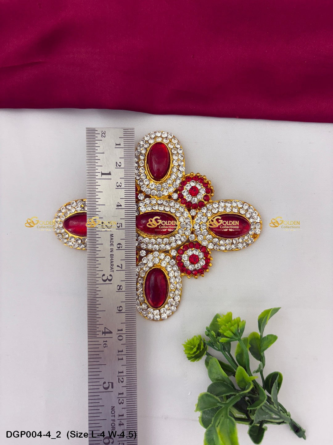 Deity Jewellery Pendant Goldencollections Size: 4 x 4.5, Color: Maroon, Style: Pendant Image 2