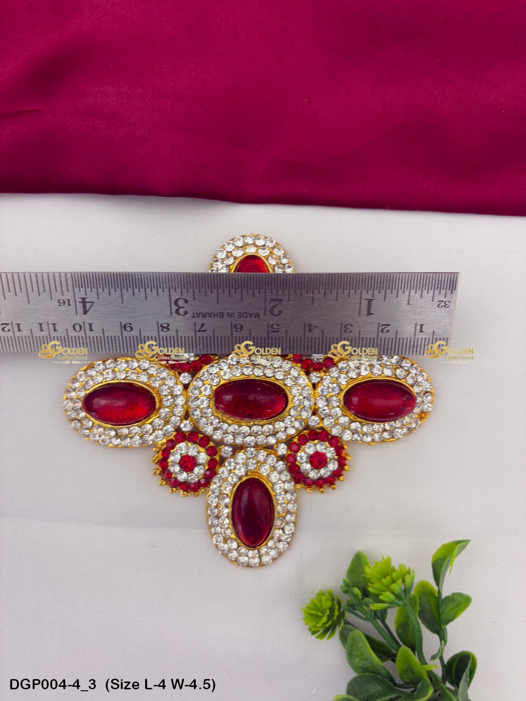 Deity Jewellery Pendant Goldencollections Size: 4 x 4.5, Color: Maroon, Style: Pendant Image 3