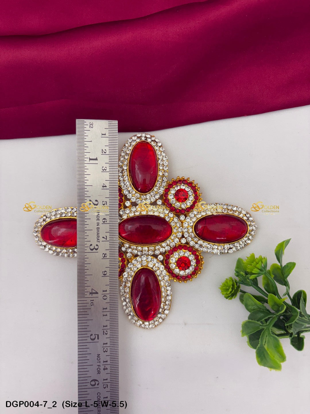 Deity Jewellery Pendant Goldencollections Size: 5 x 5.5, Color: Maroon, Style: Pendant Image 2