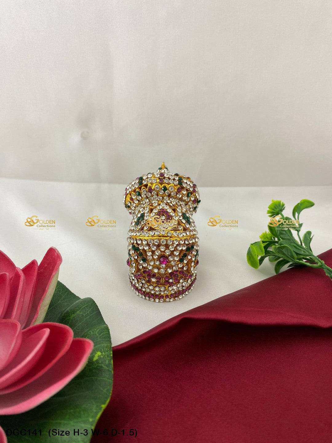 Divine Adornments For Hindu God Crown Goldencollections Size: 3 X 6 X 1.5, Color: Multi, Style: Round Andalu Image 1