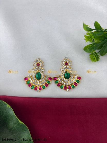 divine amman stone earrings karna pathakam goldencollections Size: 1.5 x 1.5, Color: Multi Blue, Style: Karna Pathakam Image 1