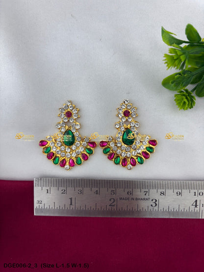 divine amman stone earrings karna pathakam goldencollections Size: 1.5 x 1.5, Color: Multi Blue, Style: Karna Pathakam Image 3