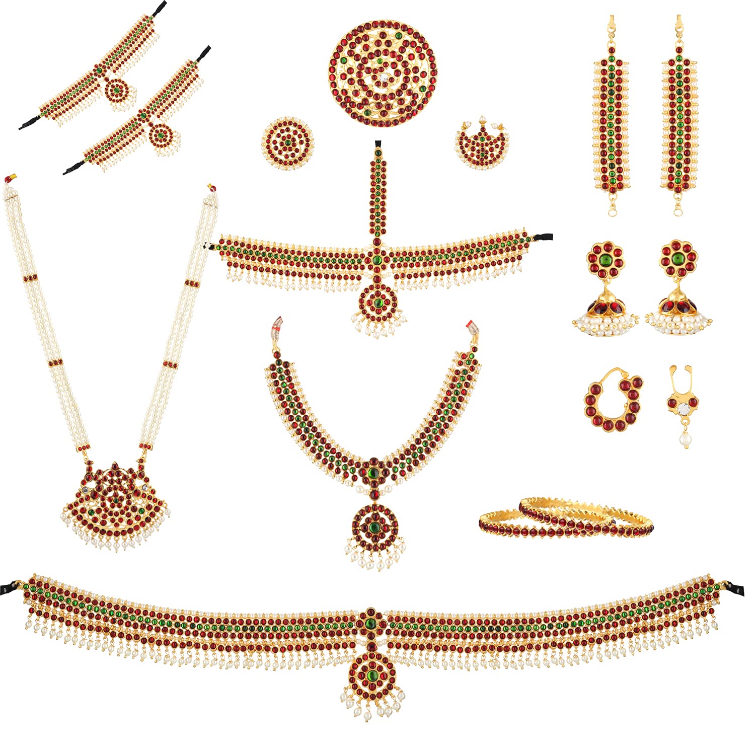 Divine Bharatanatyam Dance Jewellery Set - Golden Collections