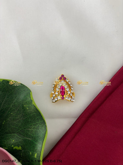 Divine Crown Mukut For God Goddess Crown Goldencollections Size: 1 X 1.25 X 0.75, Color: Pink, Style: Half Round Image 6