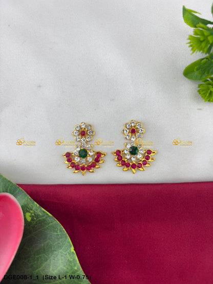 elegant ammavaru earrings karna pathakam goldencollections Size: 1 x 0.75, Color: Pink, Style: Karna Pathakam Image 1