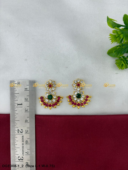 elegant ammavaru earrings karna pathakam goldencollections Size: 1 x 0.75, Color: Pink, Style: Karna Pathakam Image 2