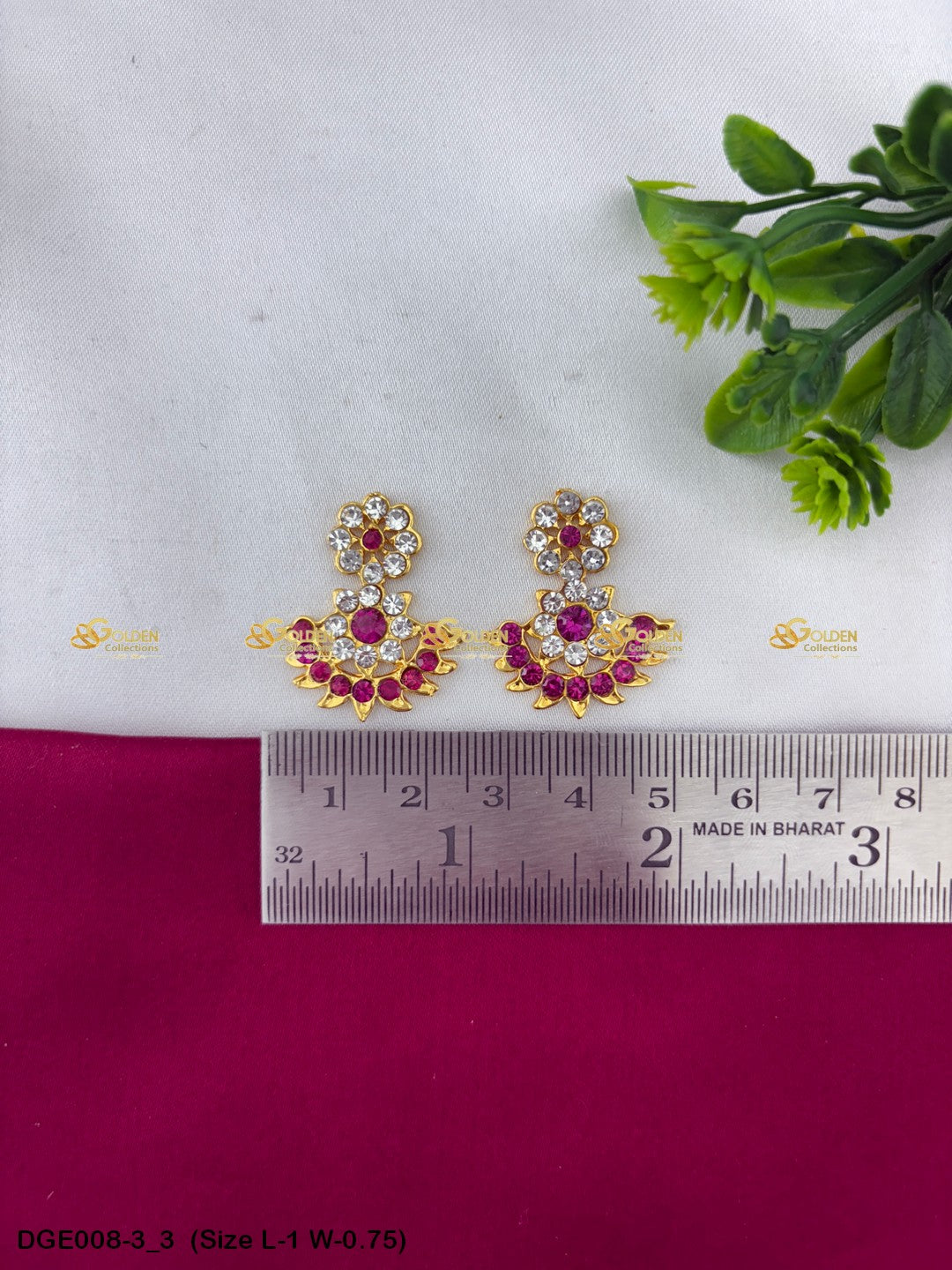 elegant ammavaru earrings karna pathakam goldencollections Size: 1 x 0.75, Color: Multi Blue, Style: Karna Pathakam Image 3