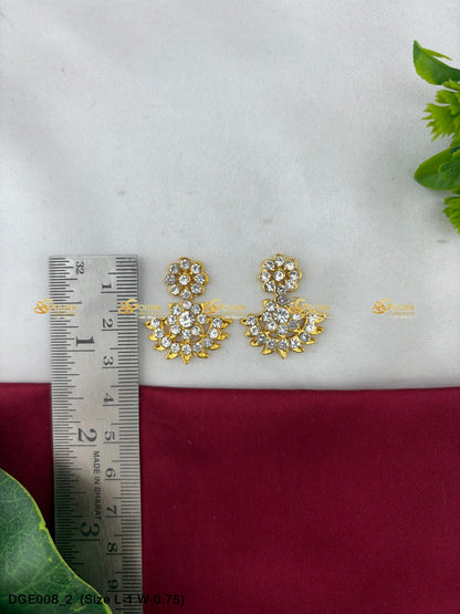 elegant ammavaru earrings karna pathakam goldencollections Size: 1 x 0.75, Color: Multi Green, Style: Karna Pathakam Image 2