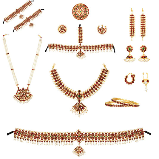 Elegant Bharatanatyam Dance Jewellery Set - Golden Collections