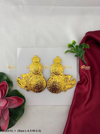 god earrings divine jewels goldencollections Size: 4.5 x 3.5, Color: Gold, Style: Karna Pathakam Image 1