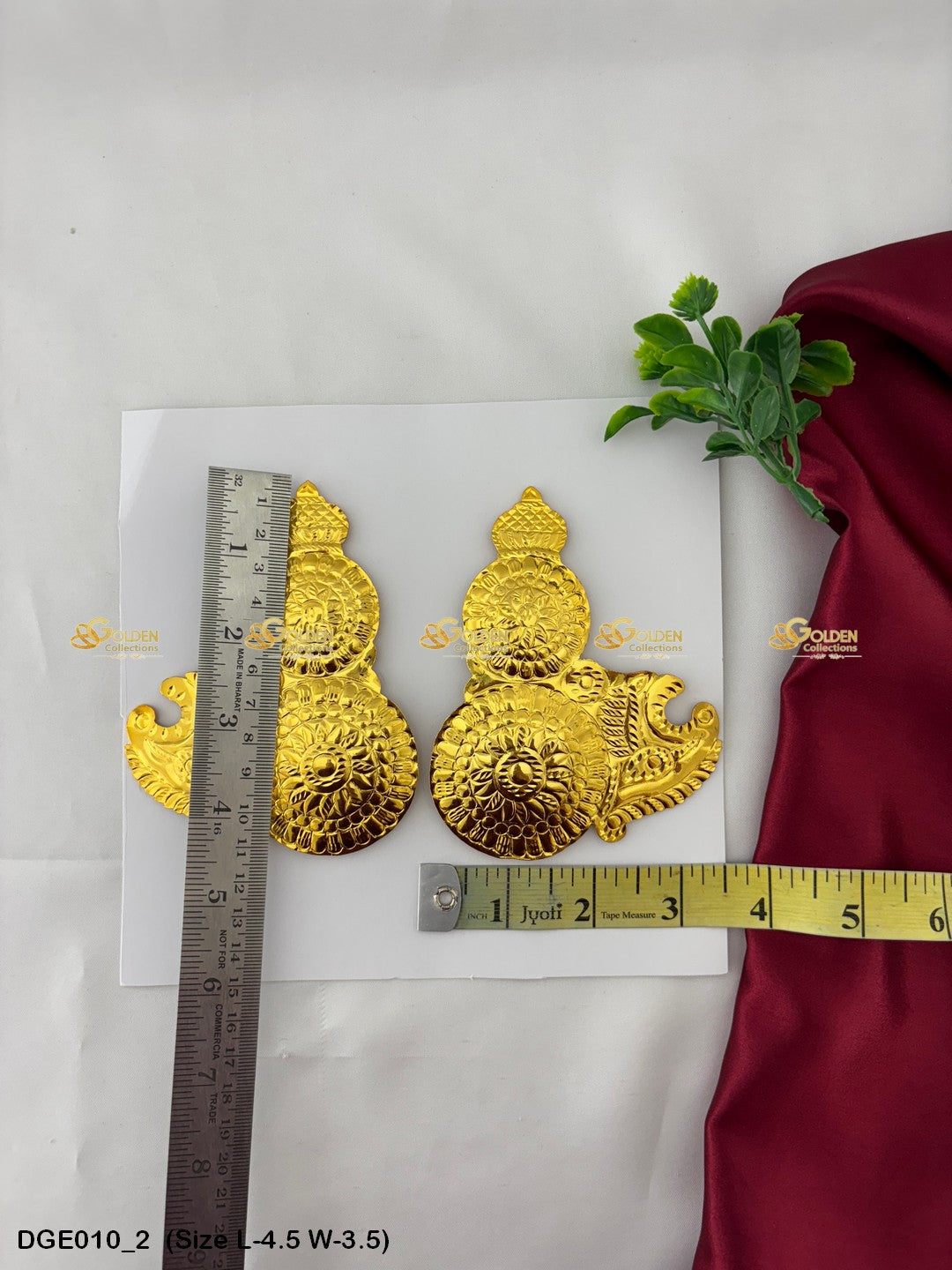 god earrings divine jewels goldencollections Size: 4.5 x 3.5, Color: Gold, Style: Karna Pathakam Image 2