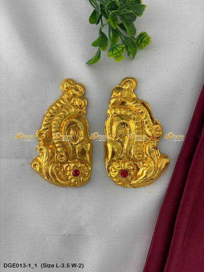 god goddess earrings divine adornments goldencollections Size: 3.5 x 2, Color: Gold, Style: Karna Pathakam Image 1