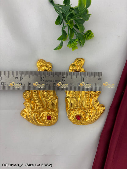 god goddess earrings divine adornments goldencollections Size: 3.5 x 2, Color: Gold, Style: Karna Pathakam Image 3