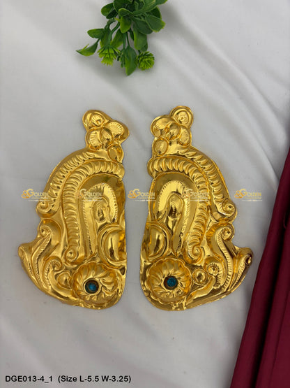 god goddess earrings divine adornments goldencollections Size: 5.5 x 3.25, Color: Gold, Style: Karna Pathakam Image 1