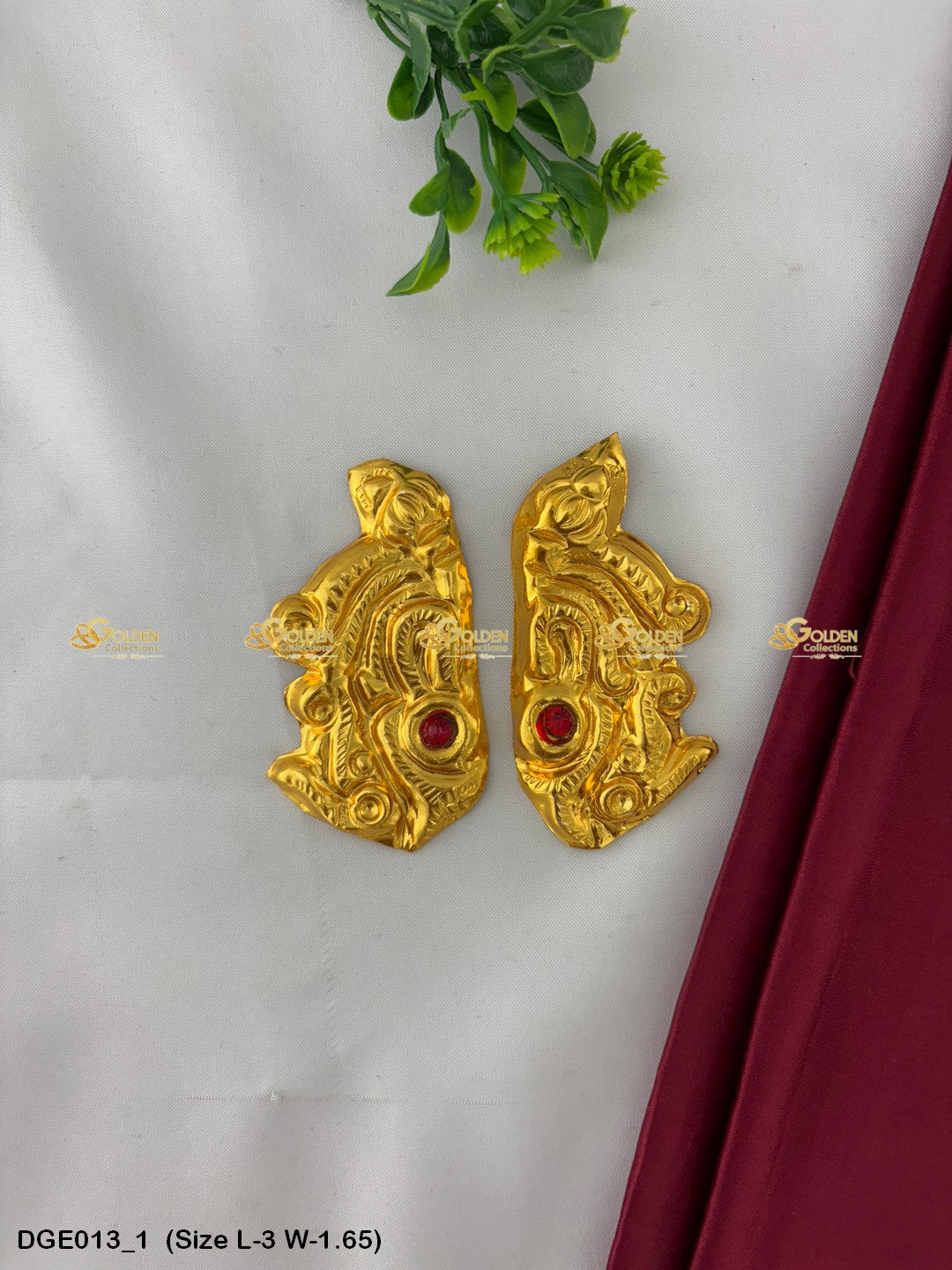 god goddess earrings divine adornments goldencollections Size: 3 x 1.65, Color: Gold, Style: Karna Pathakam Image 1