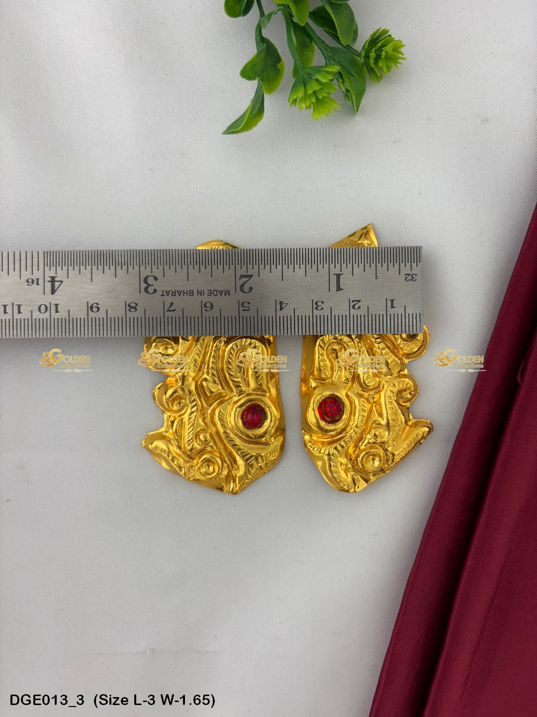 god goddess earrings divine adornments goldencollections Size: 3 x 1.65, Color: Gold, Style: Karna Pathakam Image 3