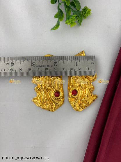 god goddess earrings divine adornments goldencollections Size: 3 x 1.65, Color: Gold, Style: Karna Pathakam Image 3