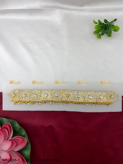 God Goddess Kamarband Buy Online Goldencollections Size: 11.5 x 1.25, Color: White, Style: Stone Waist Belt Image 1