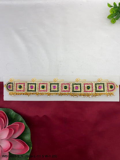 God Goddess Kamarband Buy Online Goldencollections Size: 11.5 x 1.25, Color: Multi, Style: Stone Waist Belt Image 1