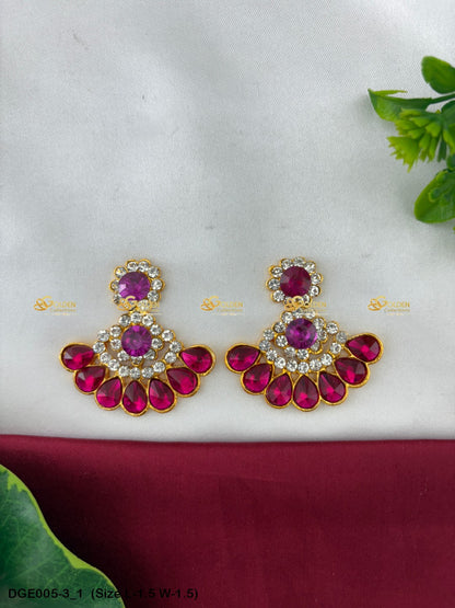 goddess ammavaru stone earrings set goldencollections Size: 1.5 x 1.5, Color: Multi Green, Style: Karna Pathakam Image 1