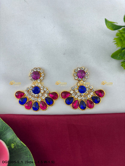 goddess ammavaru stone earrings set goldencollections Size: 1.5 x 1.5, Color: Multi Blue, Style: Karna Pathakam Image 1