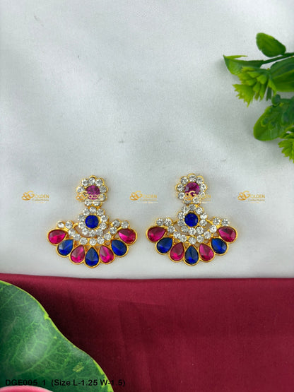 goddess ammavaru stone earrings set goldencollections Size: 1.25 x 1.5, Color: Multi Green, Style: Karna Pathakam Image 1