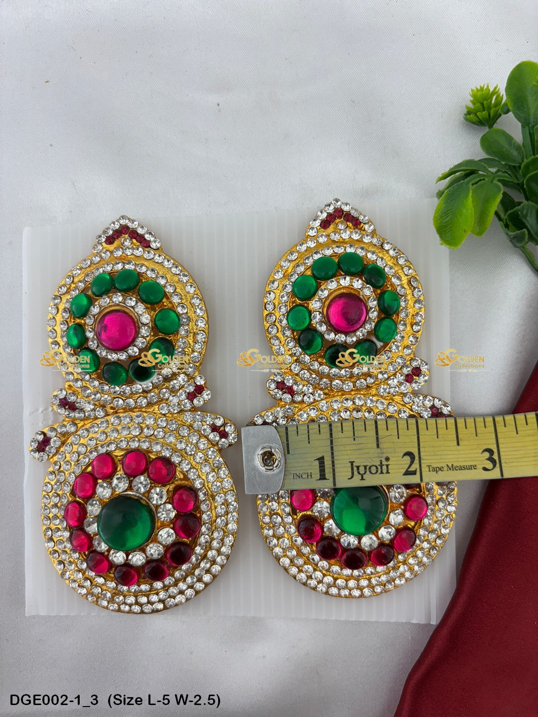 gods deity stone earrings karna pathakam goldencollections Size: 5 x 2.5, Color: Multi, Style: Karna Pathakam Image 3