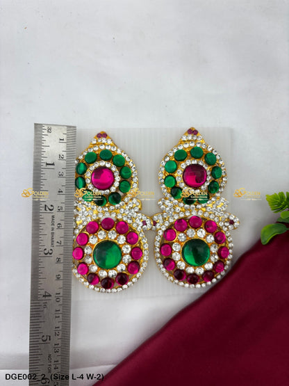 gods deity stone earrings karna pathakam goldencollections Size: 4 x 2, Color: Multi, Style: Karna Pathakam Image 2