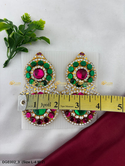 gods deity stone earrings karna pathakam goldencollections Size: 4 x 2, Color: Multi, Style: Karna Pathakam Image 3