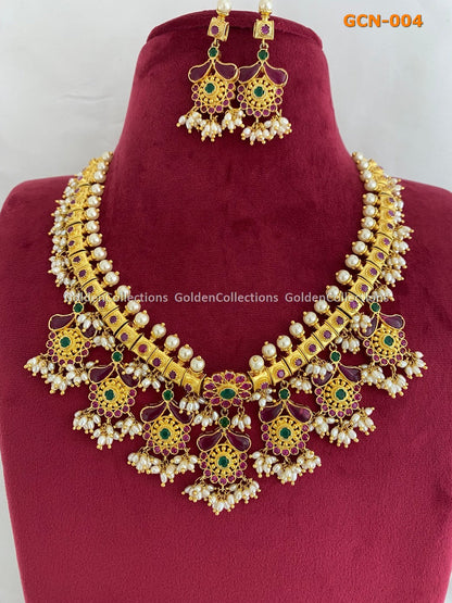 Gold Plated And Pearl Necklace : Trending Necklace For Ladies GoldenCollections 