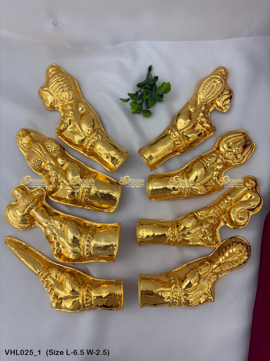 gold plated deity hands set hands with accessories for alankaram Size: 6.5 x 2.5, Color: Gold, Style: Hands Legs Image 1