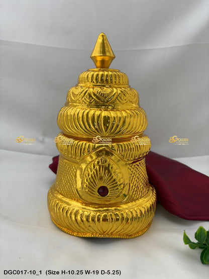 Gold Plated Full Crown For Hindu God Goddess Goldencollections Size: 10.25 X 19 X 5.25, Color: Gold, Style: Round Image 1