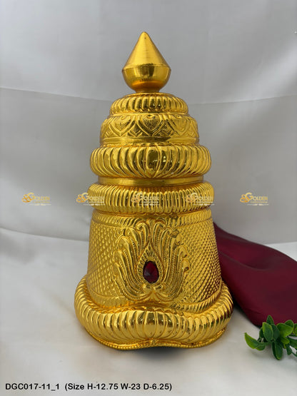 Gold Plated Full Crown For Hindu God Goddess Goldencollections Size: 12.75 X 23 X 6.25, Color: Gold, Style: Round Image 1