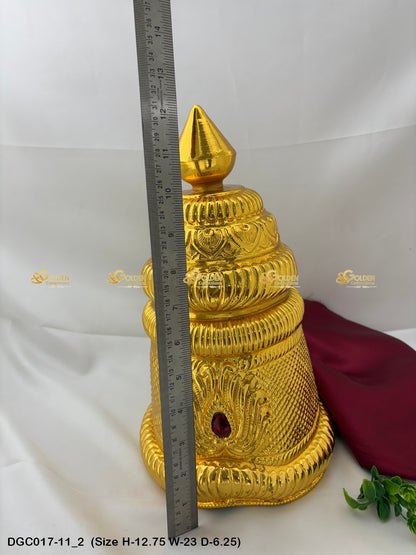 Gold Plated Full Crown For Hindu God Goddess Goldencollections Size: 12.75 X 23 X 6.25, Color: Gold, Style: Round Image 2