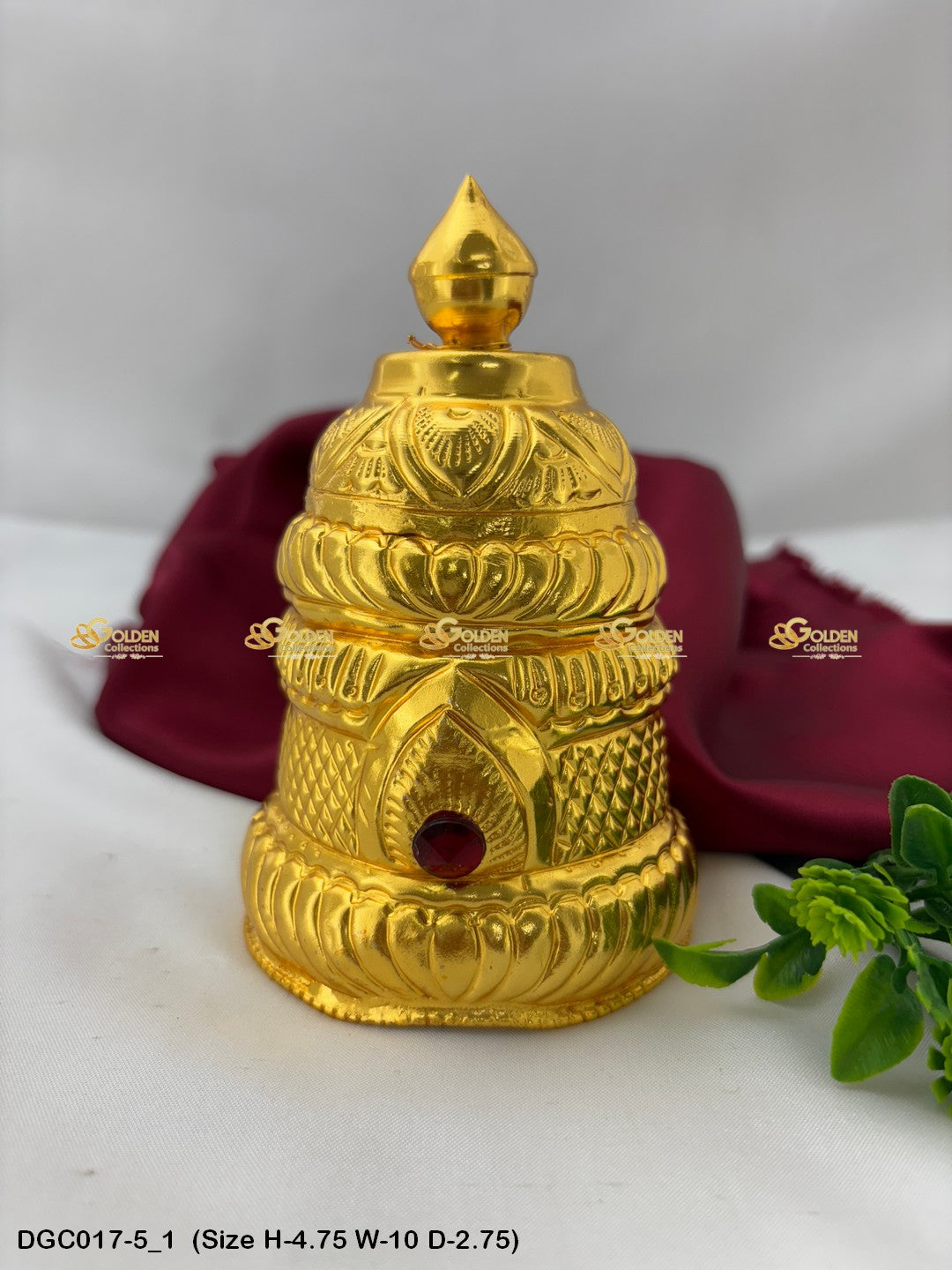 Gold Plated Full Crown For Hindu God Goddess Goldencollections Size: 4.75 X 10 X 2.75, Color: Gold, Style: Round Image 1