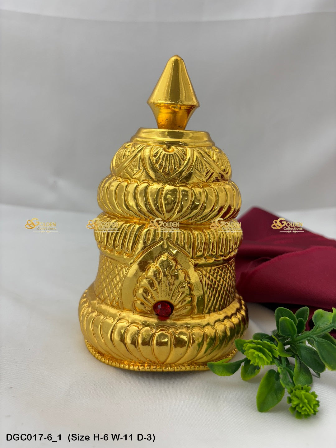 Gold Plated Full Crown For Hindu God Goddess Goldencollections Size: 6 X 11 X 3, Color: Gold, Style: Round Image 1