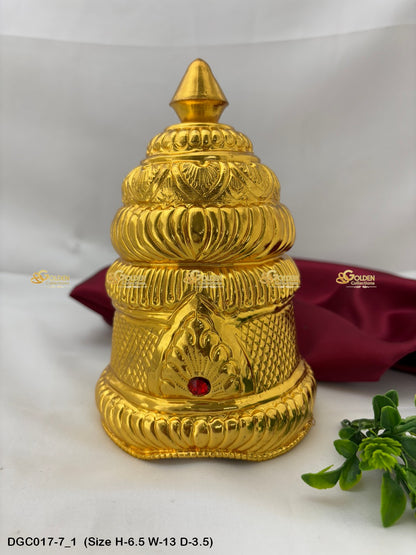 Gold Plated Full Crown For Hindu God Goddess Goldencollections Size: 6.5 X 13 X 3.5, Color: Gold, Style: Round Image 1